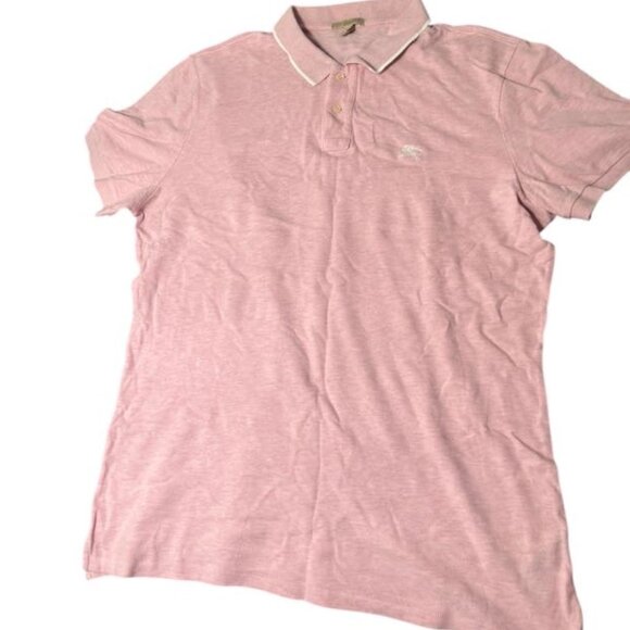 Burberry Brit Polo Shirt Men's 2XL Pink Embroidered Logo Short Sleeve Pullover - Picture 1 of 4